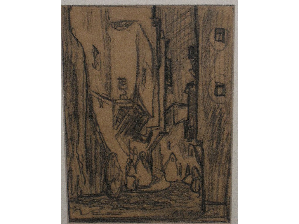 Appraisal: ALEXANDER GRAHAM MUNRO NORTH AFRICAN STREET SCENE Chalk drawing signed