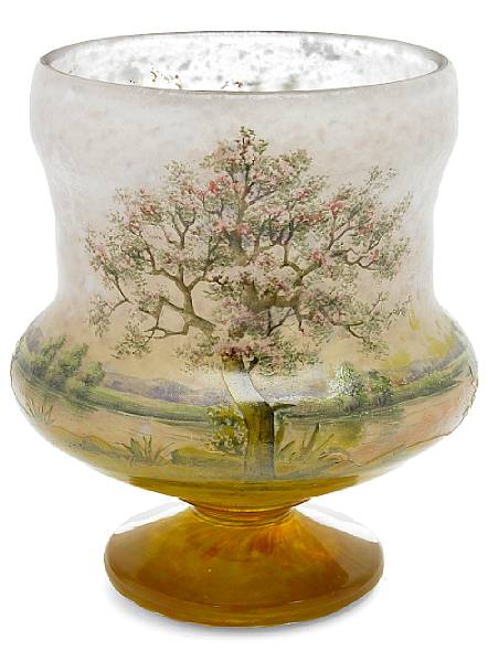 Appraisal: A Daum Nancy enameled cameo glass Spring Landscape vase early