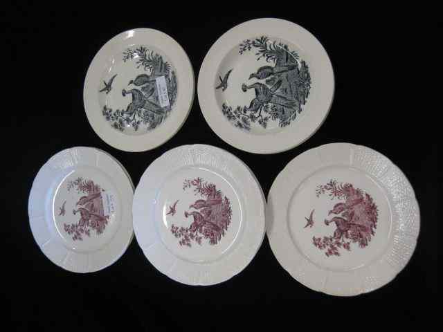 Appraisal: pcs Wedgwood Transferware China red black pheasant designs '' ''