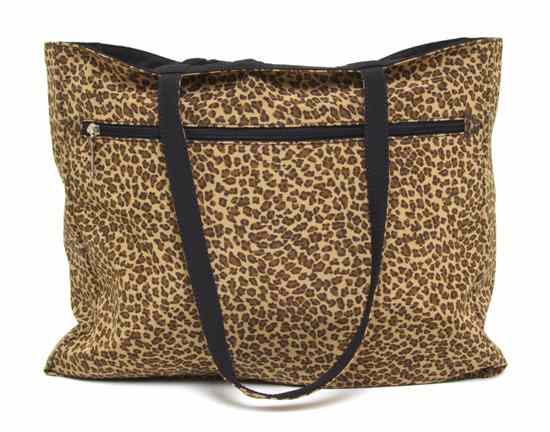 Appraisal: A Bottega Veneta Black Leopard Print Reversible Nylon Tote Labeled