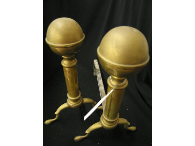 Appraisal: Pair of Victorian Brass Andirons