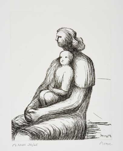 Appraisal: HENRY MOORE Mother and Child XXVII Etching x mm x