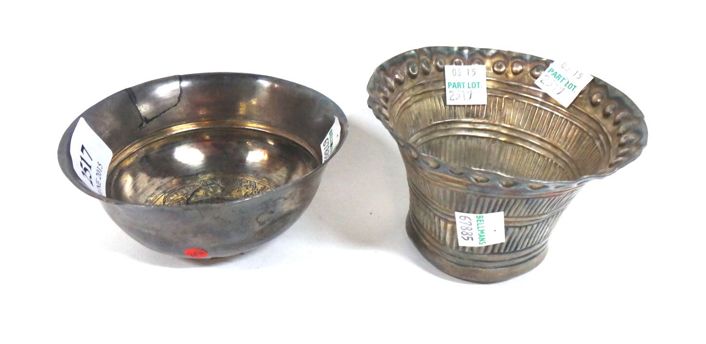 Appraisal: A parcel- gilt silver bowl possibly Sasannian the interior with