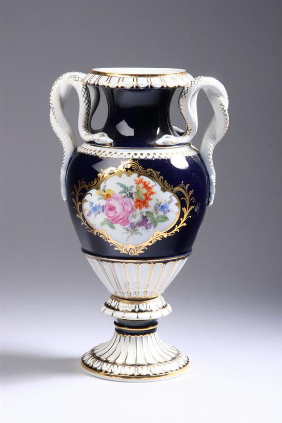 Appraisal: MEISSEN PORCELAIN SNAKE-HANDLED VASE late th - early th century