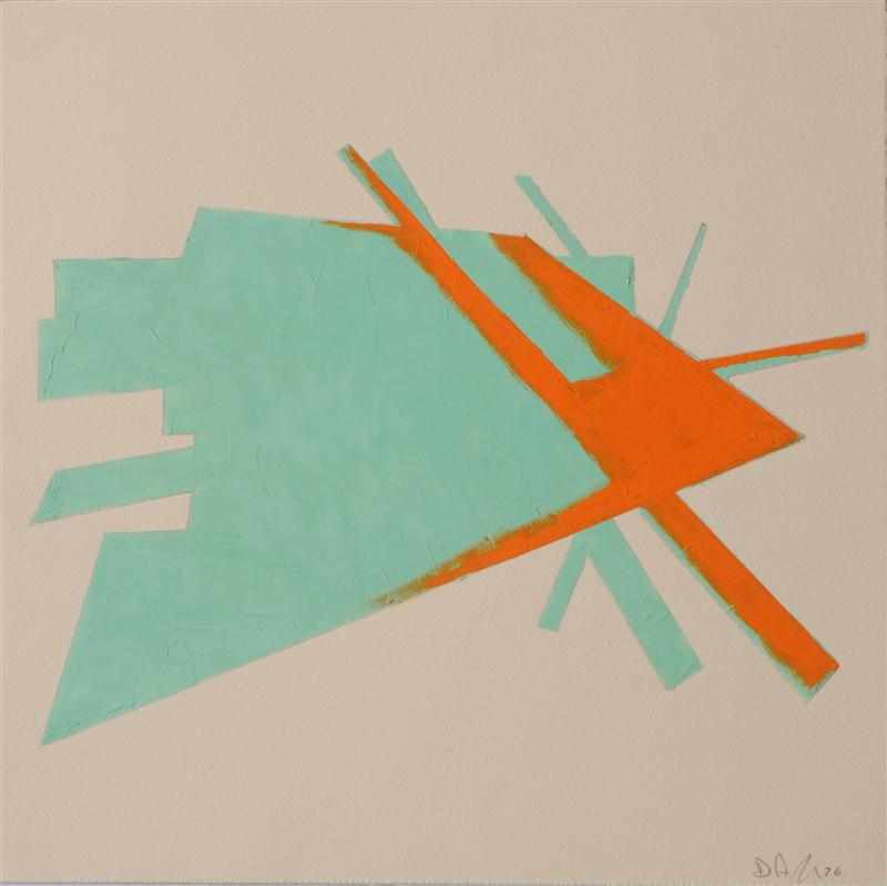 Appraisal: DENNIS ASHBAUGH b UNTITLED ORANGE AND AQUA Oil on paper