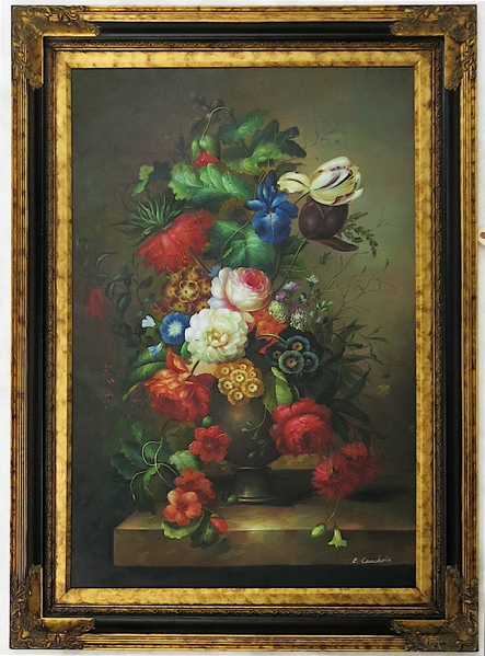 Appraisal: FLORAL STILL-LIFE OIL ON CANVAS after Eugene Cauchois France -