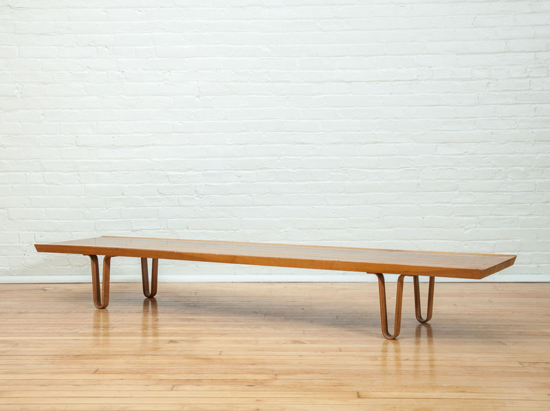 Appraisal: ED WORMLEY FOR DUNBAR WALNUT LONG JOHN BENCH With paper