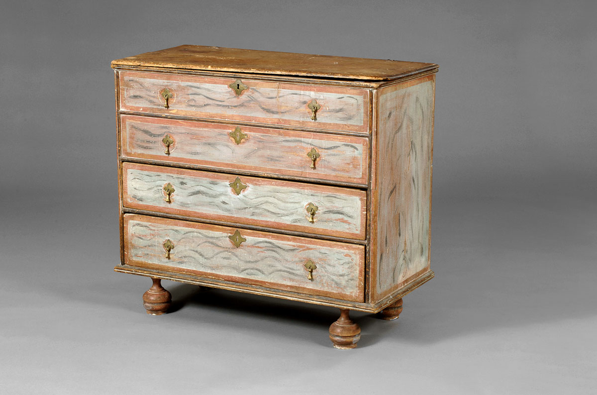 Appraisal: NEW ENGLAND WILLIAM AND MARY PAINTED AND DECORATED BLANKET CHEST