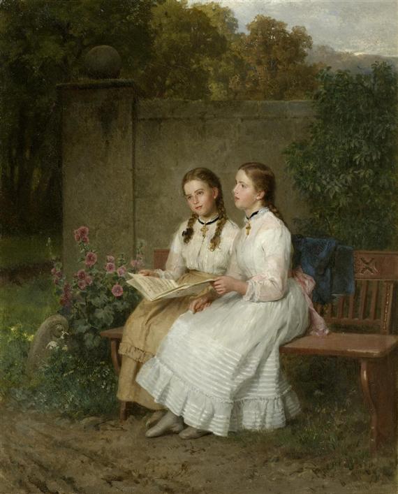 Appraisal: HEEREN MINNA HENRIETTE WILHELMINE Hamburg Two girls singing on a