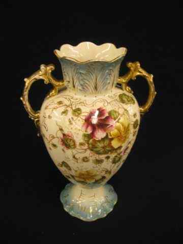 Appraisal: Victorian Ironstone Vase floral gold trim ''