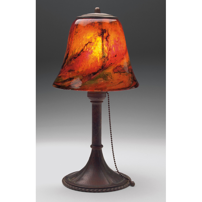 Appraisal: Roycroft boudoir lamp hammered copper base with an original patina