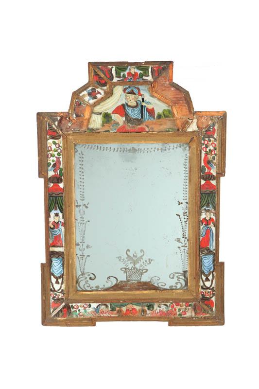 Appraisal: COURTING MIRROR Continental early th century Reverse glass painted panels