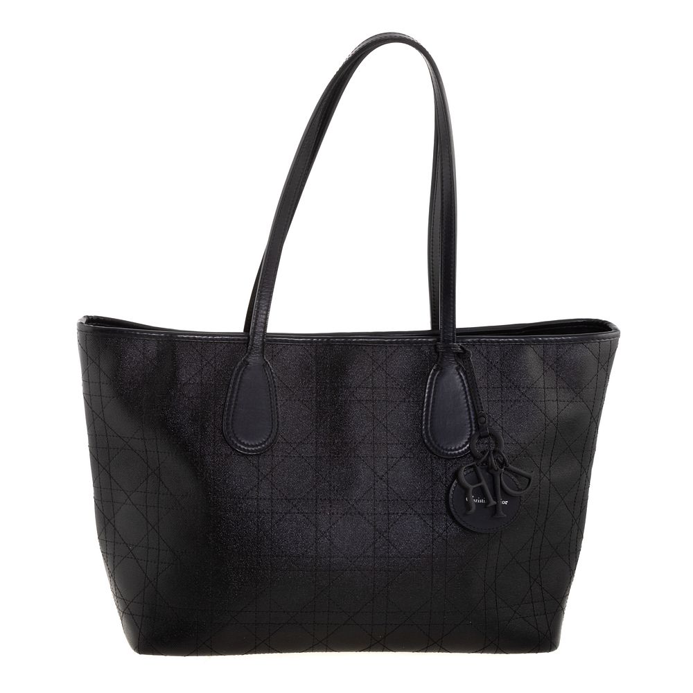 Appraisal: A Christian Dior Cannage Panarea Tote A black cannage leather