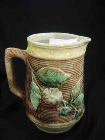 Appraisal: Majolica Pottery Pitcher floral on basket style background ''