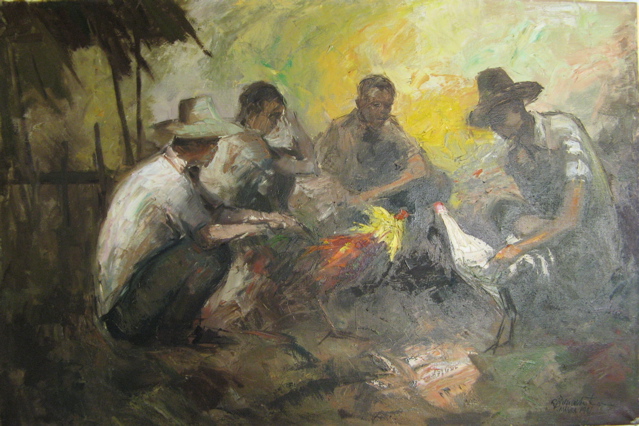 Appraisal: CESAR BUENAVENTURA OIL ON CANVAS Pilipino - Four men with