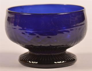 Appraisal: Rare Sapphire Blue Blown Footed Salt Cellar Rare Sapphire Blue