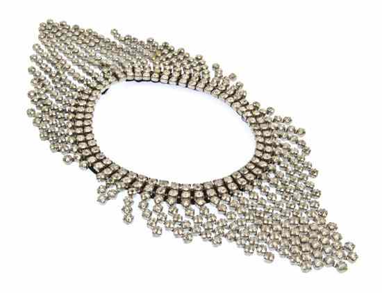 Appraisal: A Rhinestone Fringe Necklace in a triangular cascading design