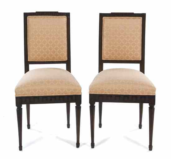 Appraisal: A Pair of Continental Mahogany Side Chairs each with a