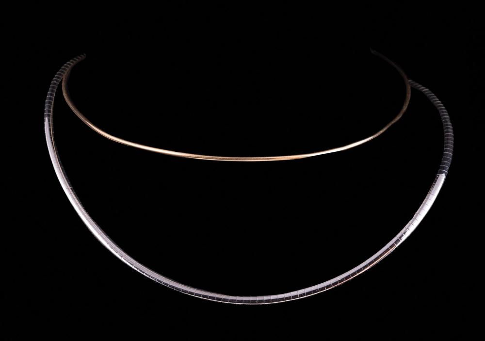 Appraisal: kt White Gold Flat Flexible Choker TOGETHER WITH kt yellow