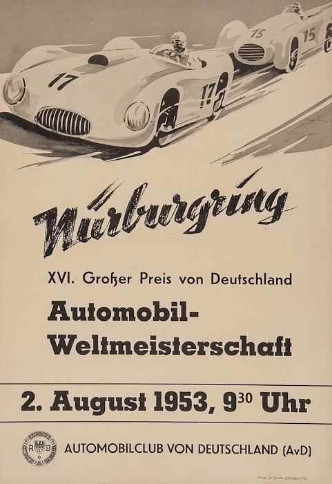 Appraisal: ANONYMOUS NURBURGRING offset lithograph in colours cond A- backed on