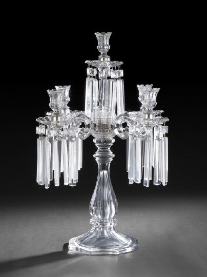 Appraisal: Large English Pressed and Cut Glass Five-Light Candelabrum fourth quarter