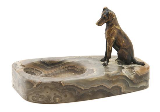 Appraisal: n Austrian Bronze and Onyx Vide Poche in the form