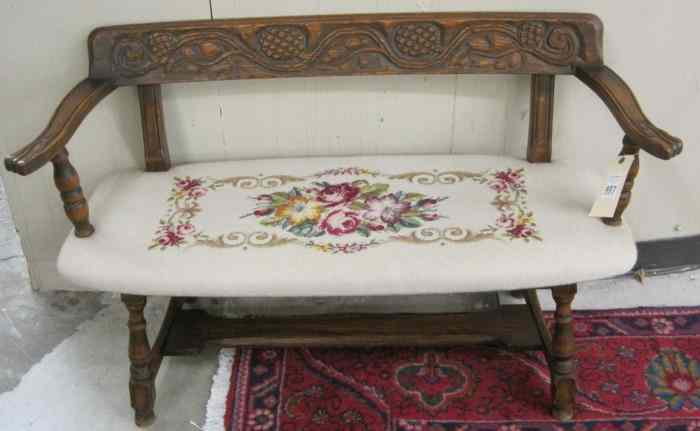 Appraisal: CARVED FEUDAL OAK SETTEE Jamestown Lounge Co Jamestown New York