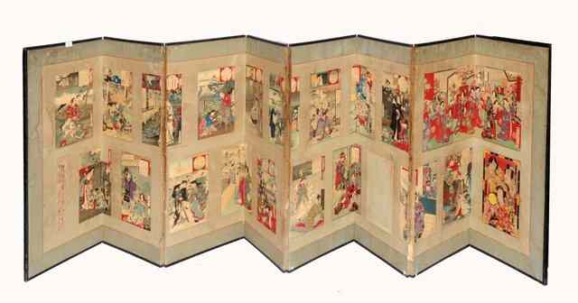 Appraisal: A JAPANESE EIGHT FOLD SCREEN with a collection of Japanese