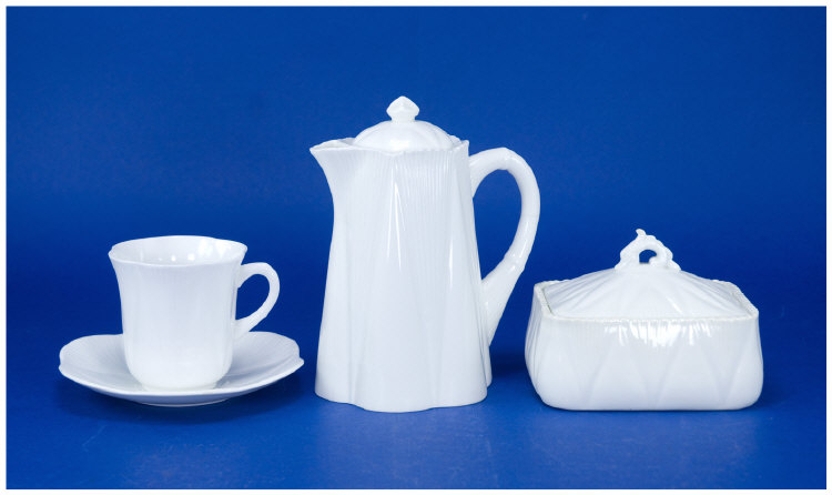 Appraisal: Shelley Part Tea and Coffee Set in White approx pieces