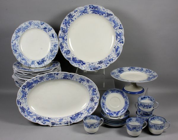 Appraisal: Japanese porcelain dinner set white with blue border having bird