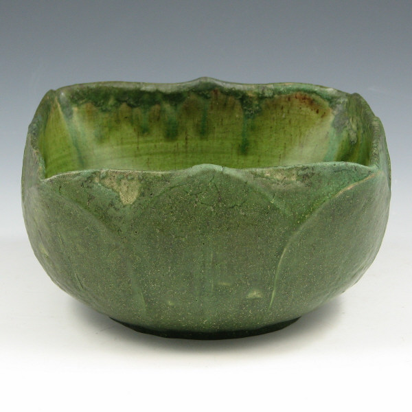 Appraisal: Grueby Arts Crafts Matte Green Four Sided Bowl Grueby four-sided