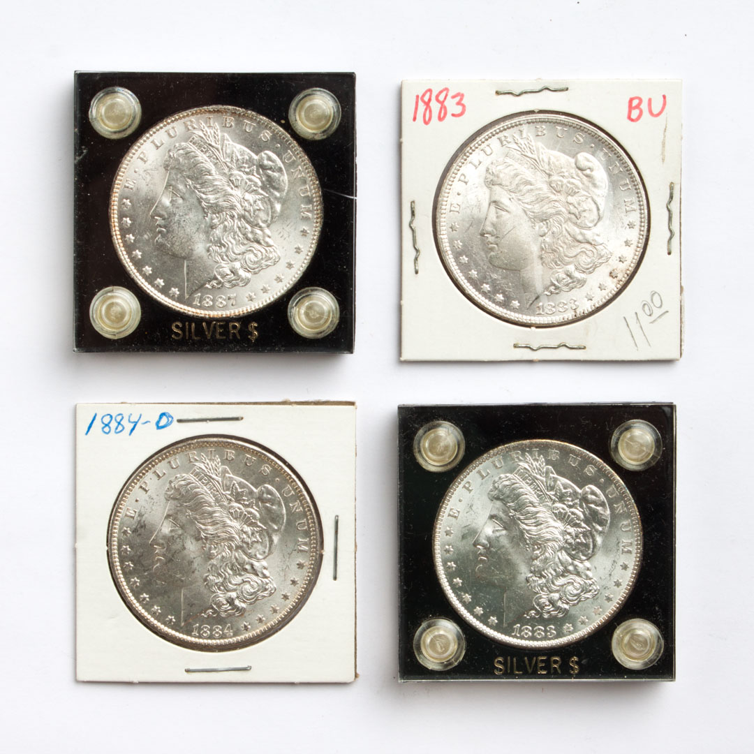 Appraisal: Four United States Morgan type silver dollars comprising -O -O