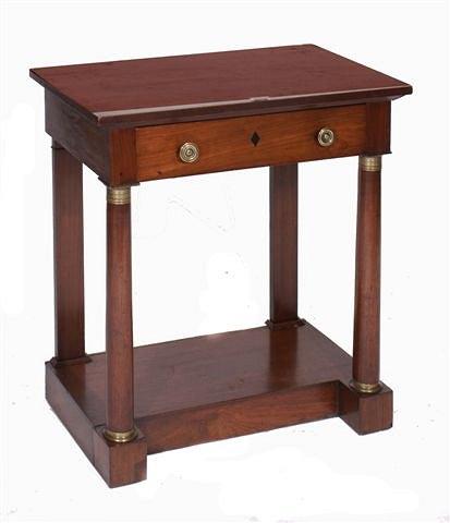 Appraisal: A FRENCH EMPIRE MAHOGANY PIER TABLE with frieze drawer and