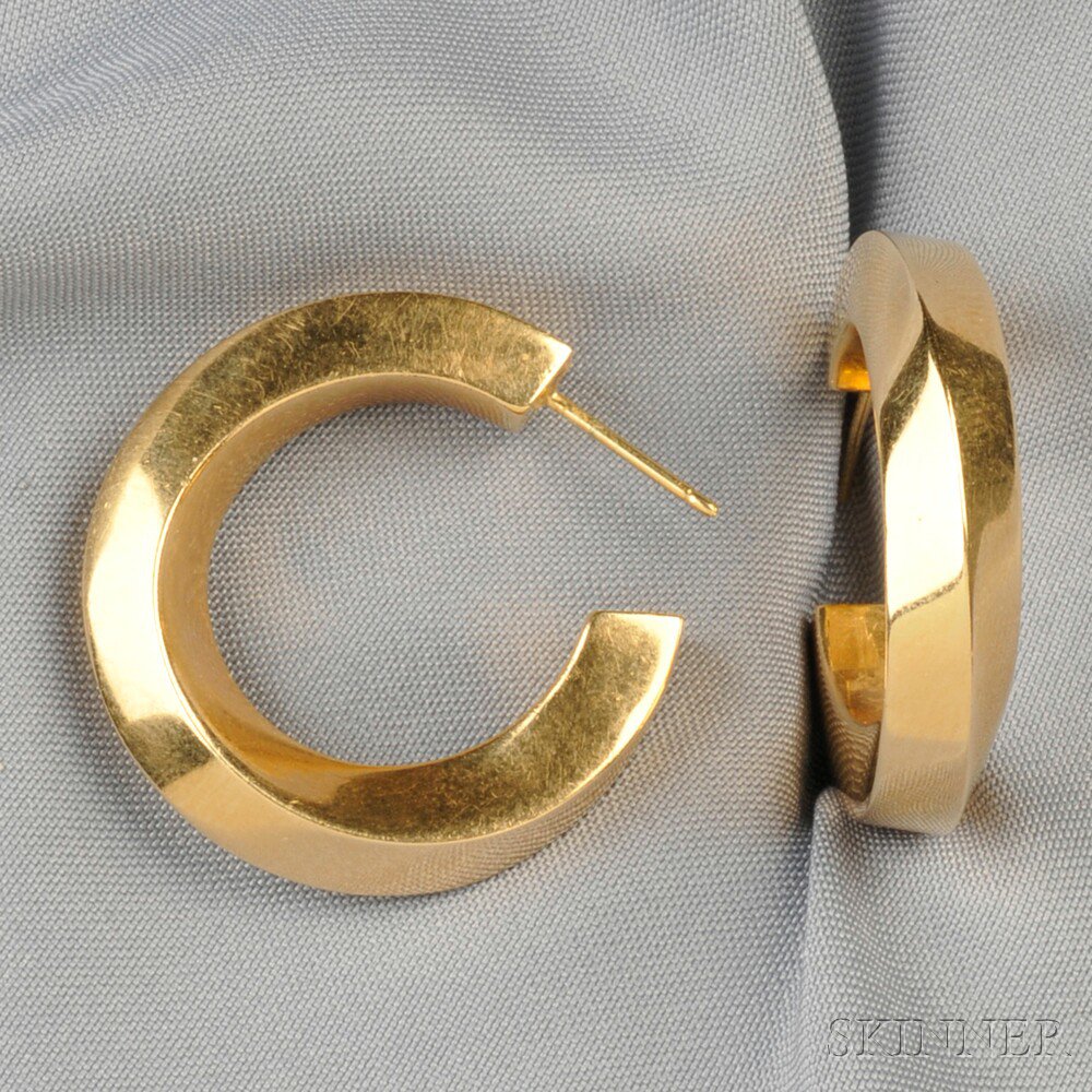 Appraisal: kt Gold Earpendants Tiffany Co each designed as a hoop