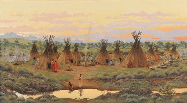 Appraisal: Charles Frizzell American b Sioux Sunset acrylic on canvas x