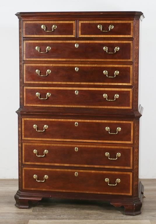 Appraisal: THOMASVILLE CHIPPENDALE STYLE TALLBOYThomasville Chippendale style tallboy chest of drawers