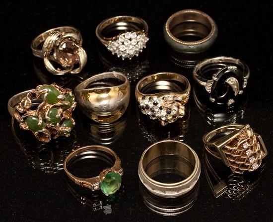 Appraisal: Assortment of K gold and gemstone rings