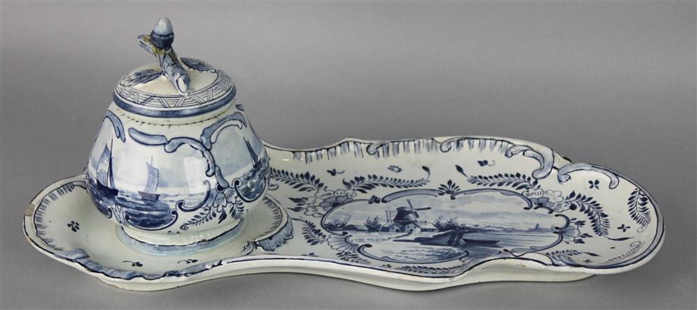 Appraisal: ROYAL BONN DELFT BLUE AND WHITE INKSTAND no -A- and