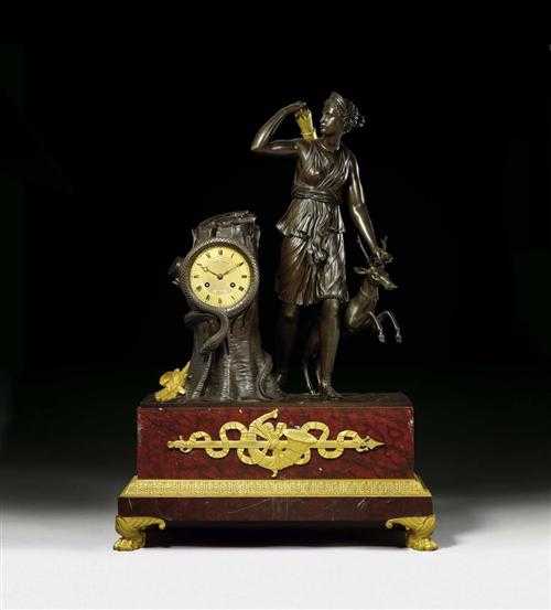 Appraisal: MANTEL CLOCK DIANE CHASSERESSE Empire Restauration the dial signed L