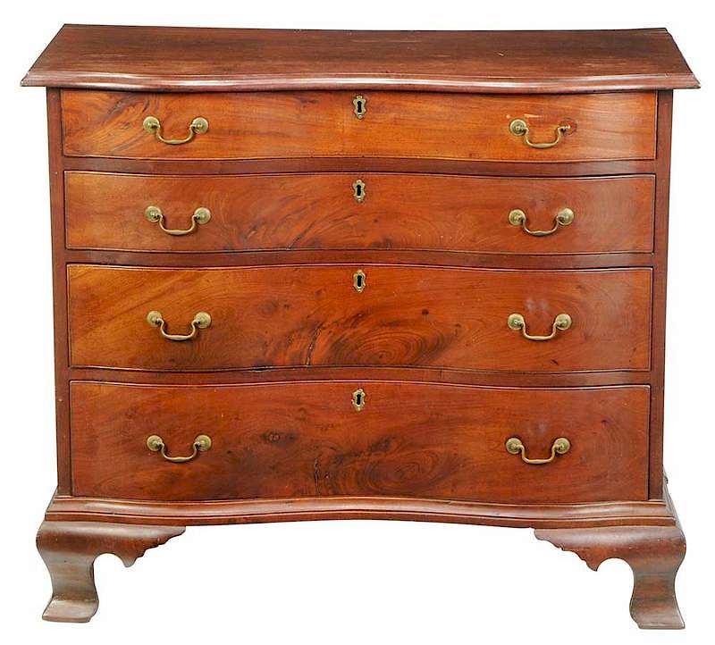 Appraisal: New England Federal Serpentine Mahogany Chest Massachusetts circa figured mahogany