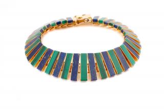 Appraisal: k Yellow Gold Lapis Lazuli Malachite Bracelet k yellow gold