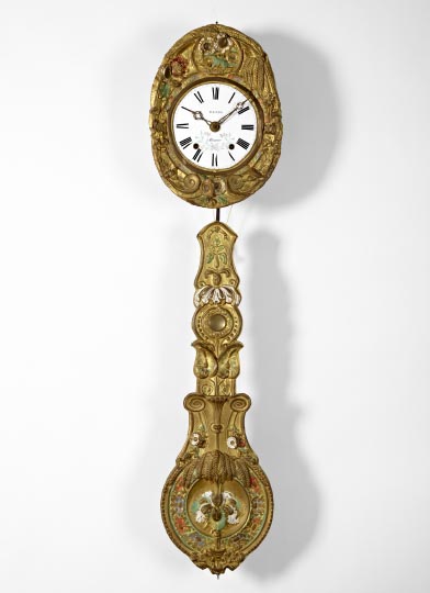 Appraisal: French Provincial Brass Morbier Wall Clock third quarter th century