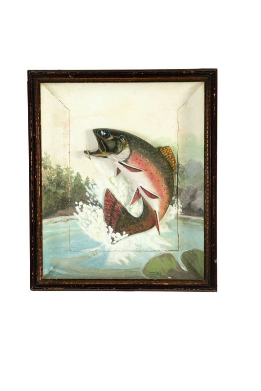 Appraisal: FOLK ART FISH American mid th century wood Diorama of