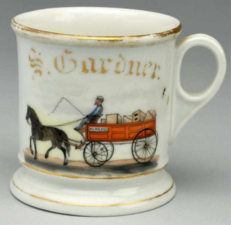 Appraisal: Express Wagon Shaving Mug Gilded S Gardner Nice image of