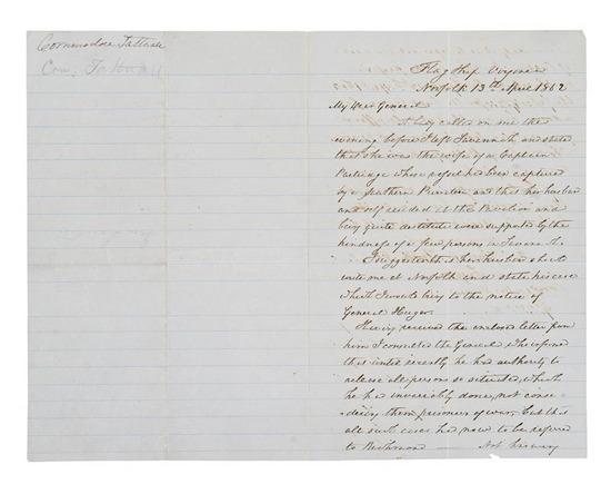 Appraisal: CSS VIRGINIA - Josiah TATTNALL Autograph letter signed to Brigadier