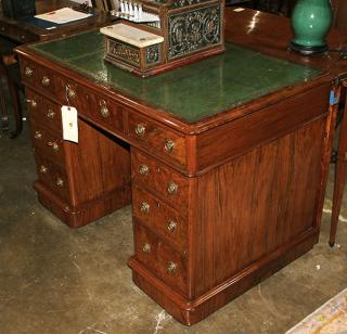 Appraisal: Victorian walnut double pedestal desk Victorian walnut double pedestal desk