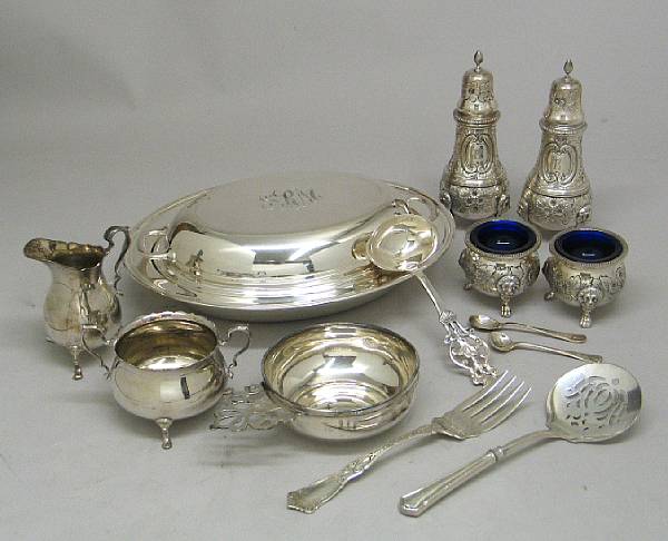 Appraisal: Property of various owners Comprising sterling oval entree dish with