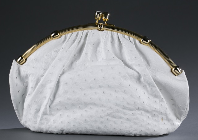 Appraisal: Judith Leiber Ostrich Leather Purse White ostrich leather purse and