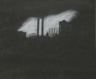 Appraisal: STELLA Joseph Smokestacks White Chalk Drawing on Black Paper Signed