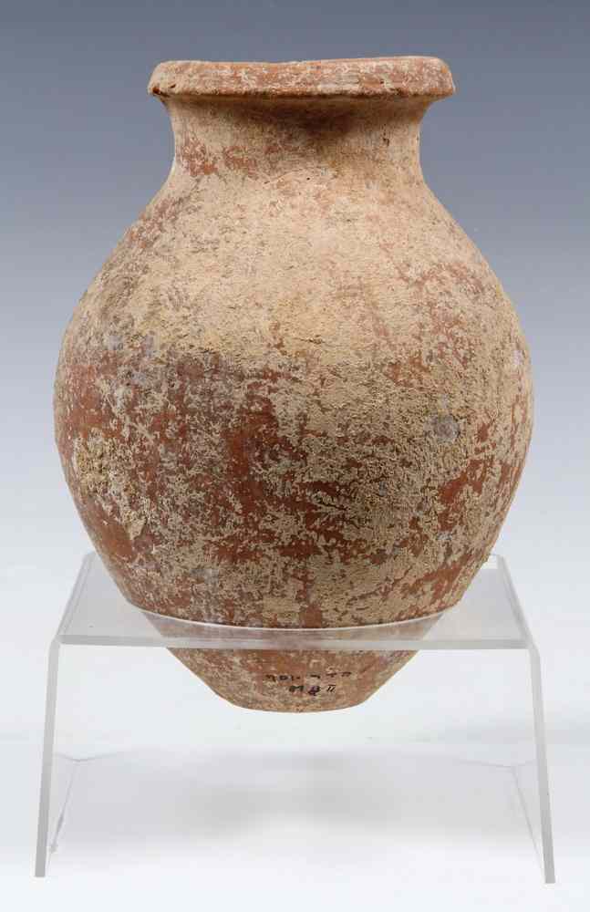 Appraisal: ANCIENT POTTERY - Small Handle less Terra Cotta Amphora found